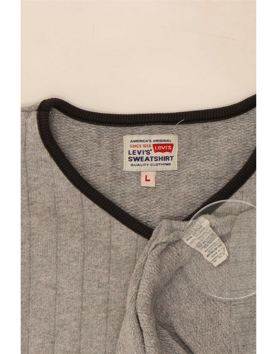 Suéter masculino Levi's com decote em V grande algodão cinza