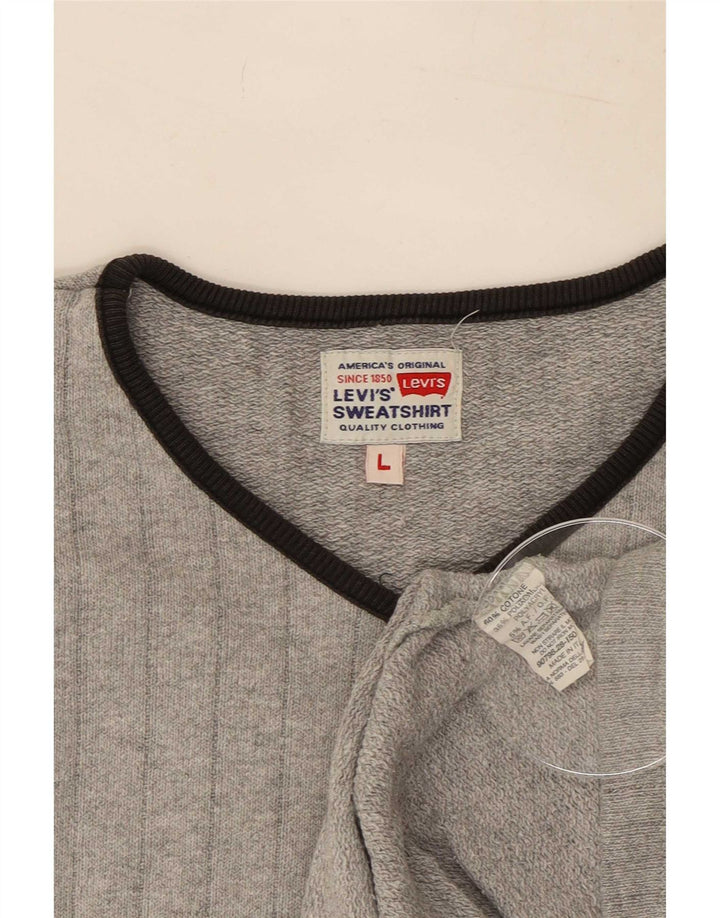 Suéter masculino Levi's com decote em V grande algodão cinza