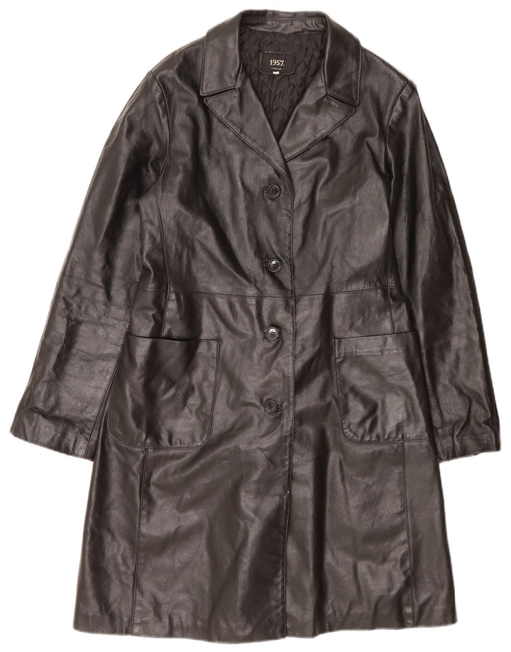 Casaco de couro feminino vintage IT 46 grande preto