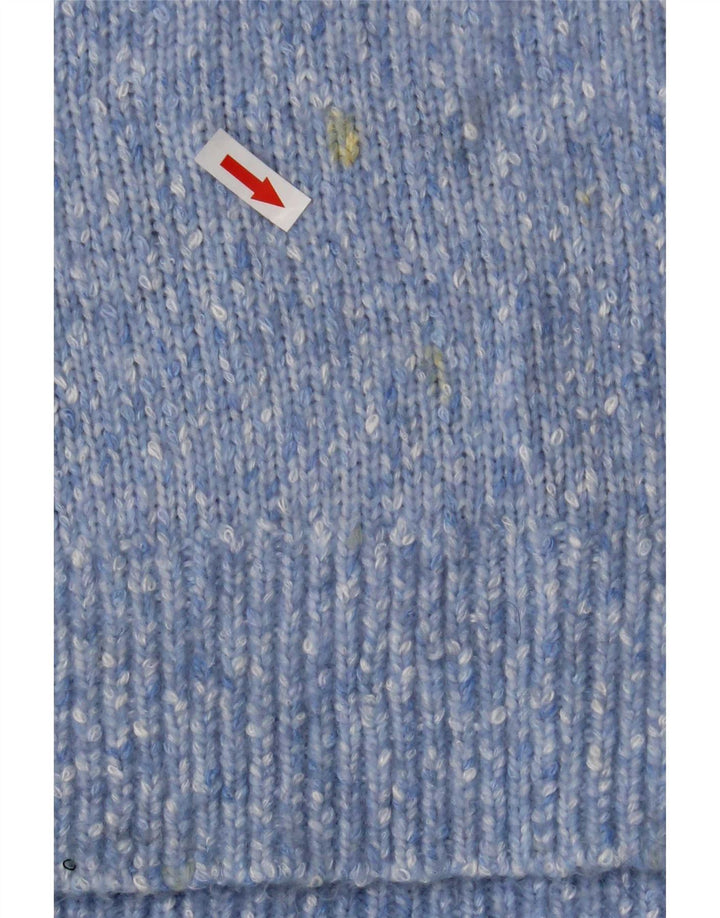 Suéter feminino Marks & Spencer com gola tartaruga Reino Unido 14 médio azul manchado