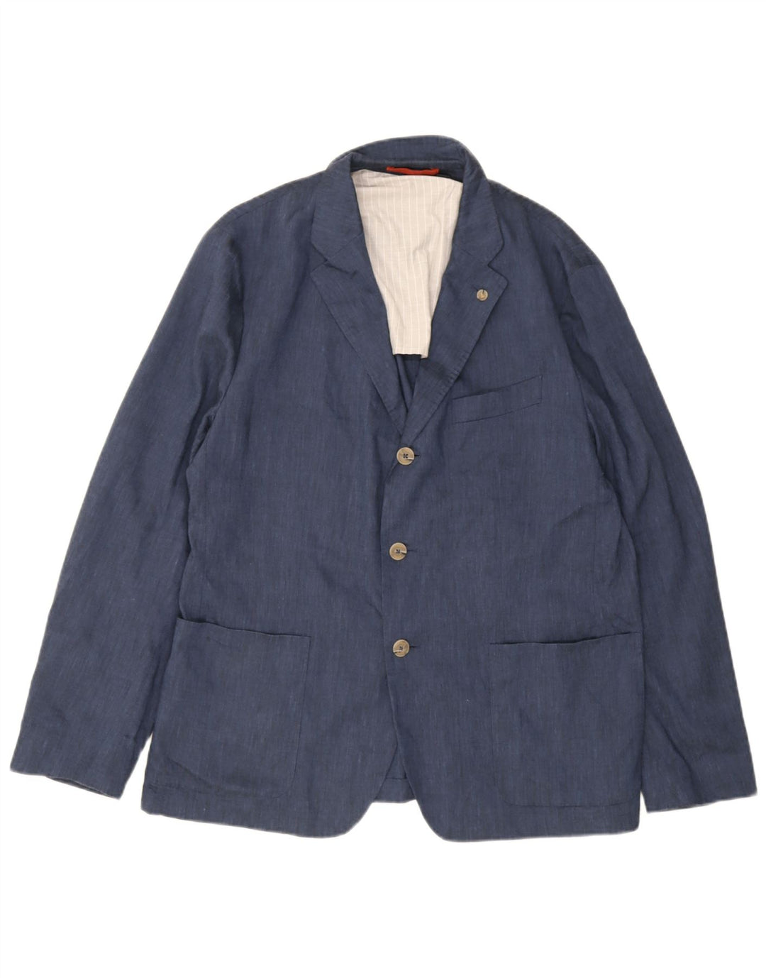 Jaqueta blazer masculina de 3 botões Ted Baker tamanho 6 2XL linho azul