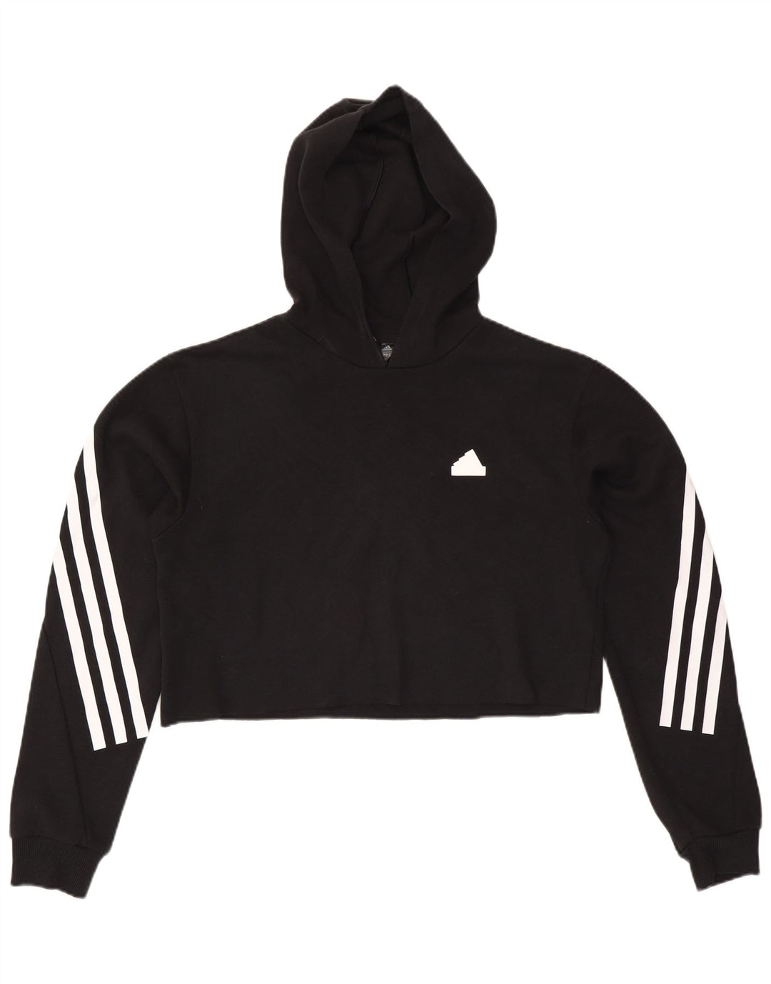 ADIDAS Womens Crop Hoodie Jumper UK 14 Médio Preto