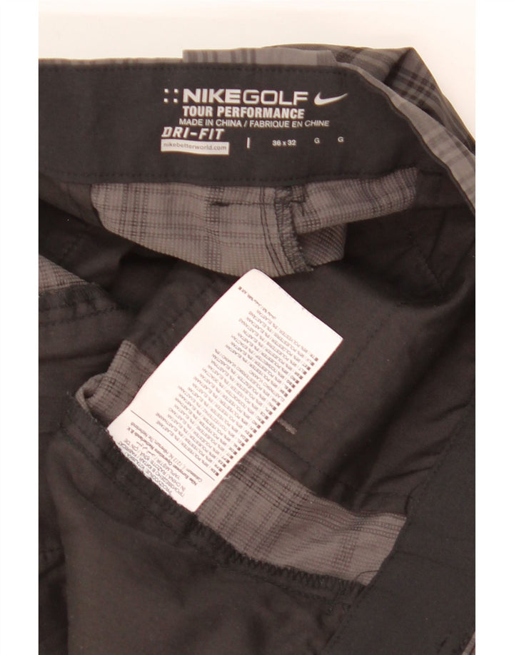 Calças Chino Masculinas NIKE Dri Fit Straight W36 L32 Cinza Check Poliéster