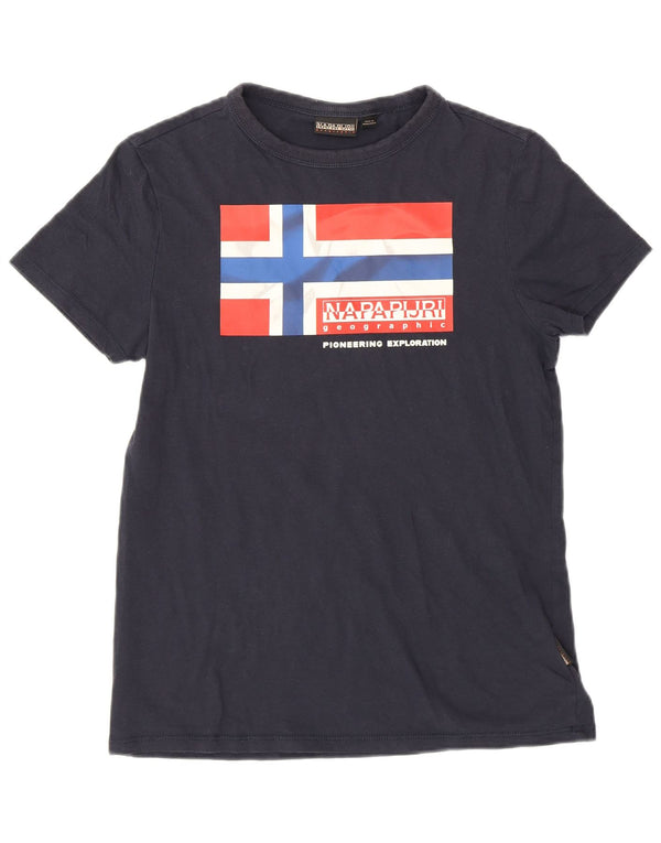 Top Napapijri Boys Graphic T-Shirt 13-14 Anos Azul Marinho Algodão