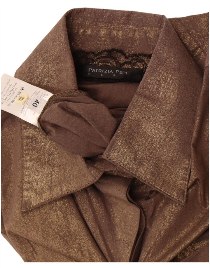 Camisa formal feminina Patrizia Pepe IT 40 algodão marrom pequeno