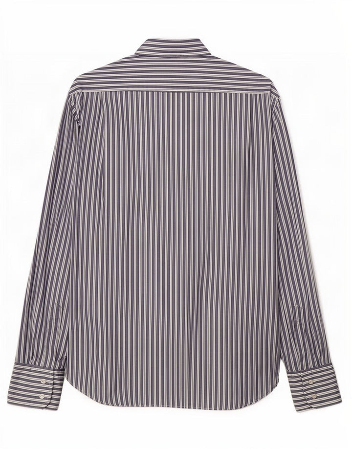 Camisa masculina Hugo Boss de algodão listrado azul médio