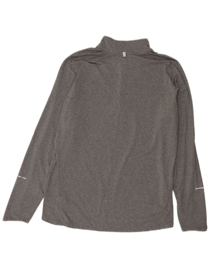 Top masculino Nike Dri Fit com zíper e manga comprida XL cinza manchado de poliéster