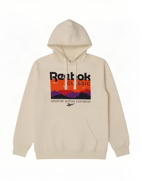 Reebok Mens Graphic Hoodie Jumper Médio Algodão Branco