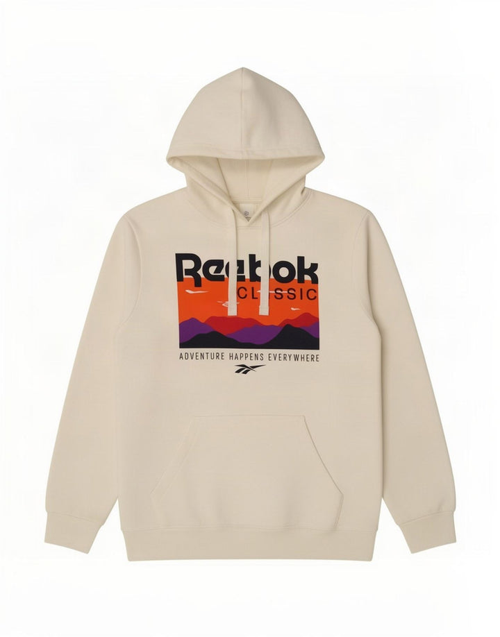 Reebok Mens Graphic Hoodie Jumper Médio Algodão Branco