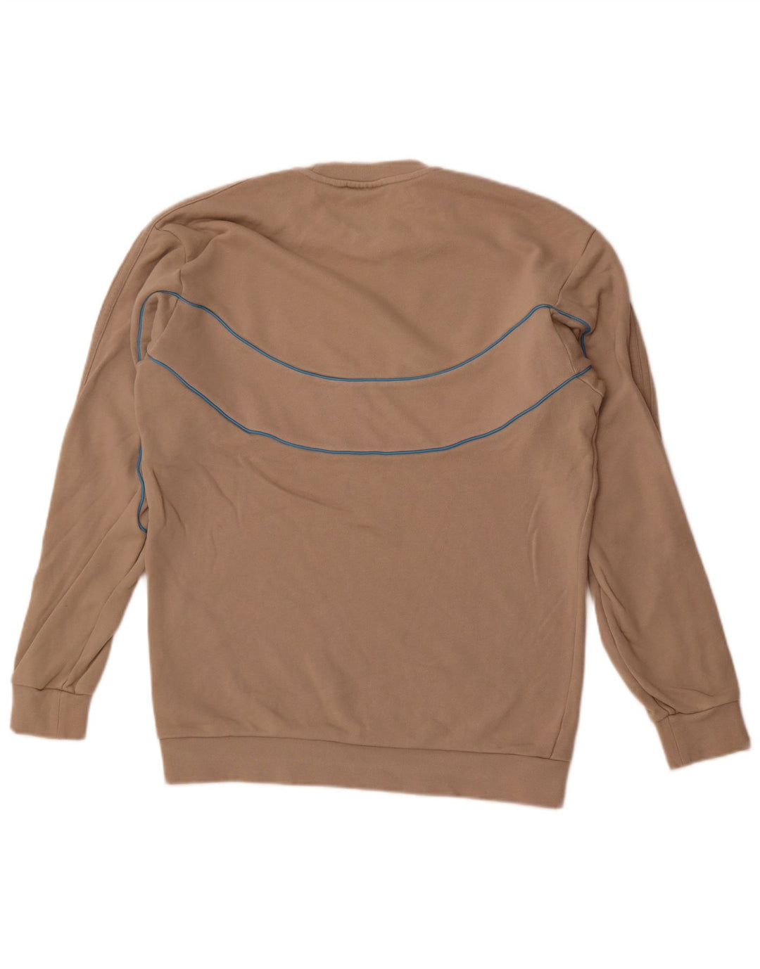 Adidas Mens Moletom Jumper Pequeno Bege Colourblock Algodão