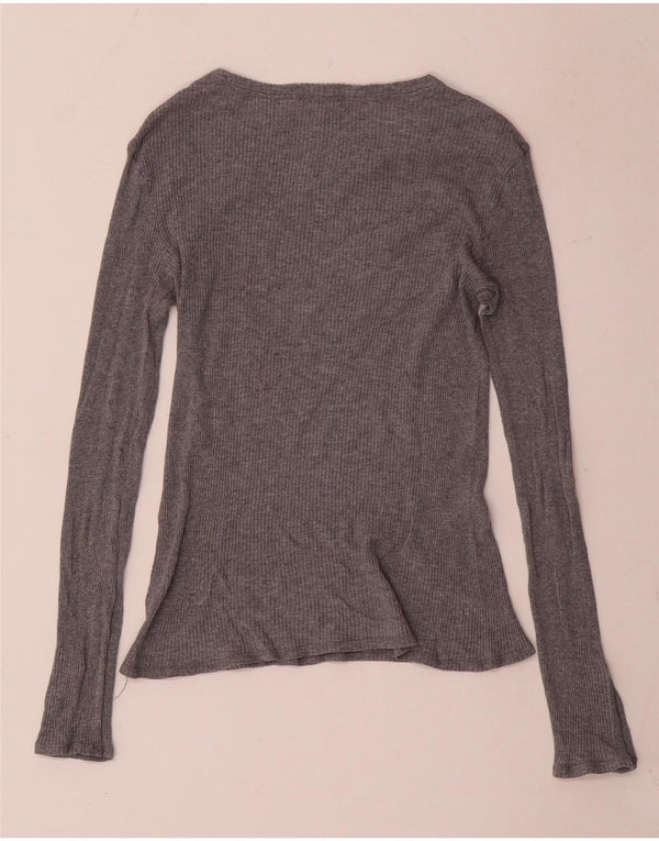 Top feminino Massimo Dutti manga comprida UK 8 pequeno cinza