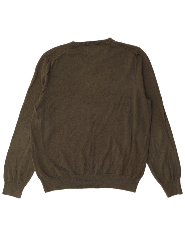 Suéter masculino Marks & Spencer com decote em V XL algodão cáqui