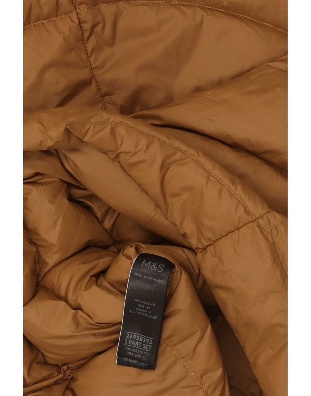 Casaco acolchoado com capuz feminino Marks & Spencer Reino Unido 8 pequeno marrom