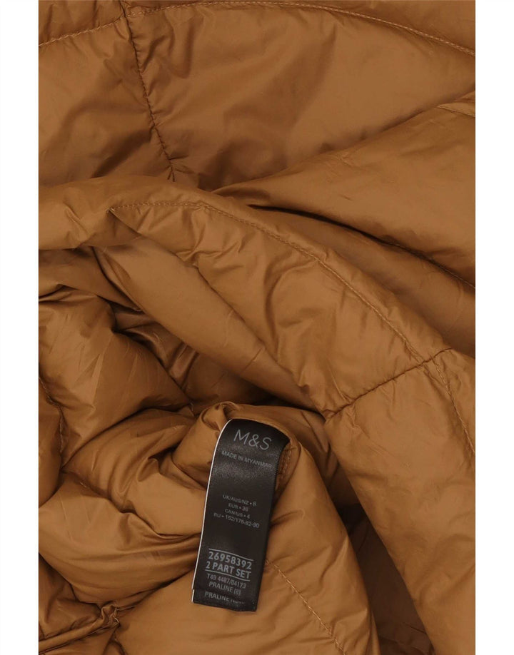 Casaco acolchoado com capuz feminino Marks & Spencer Reino Unido 8 pequeno marrom