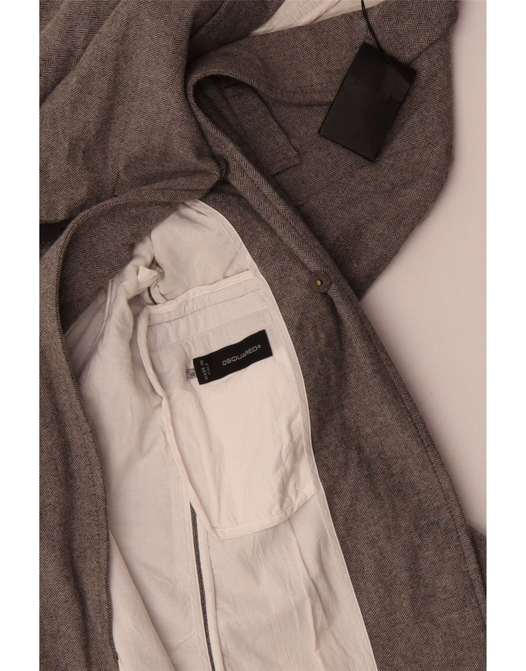 Sobretudo feminino Dsquared2 IT 42 lã espinha de peixe cinza médio