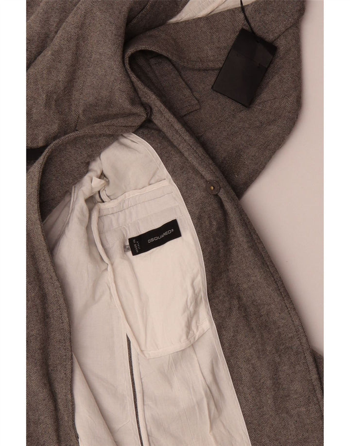 Sobretudo feminino Dsquared2 IT 42 lã espinha de peixe cinza médio