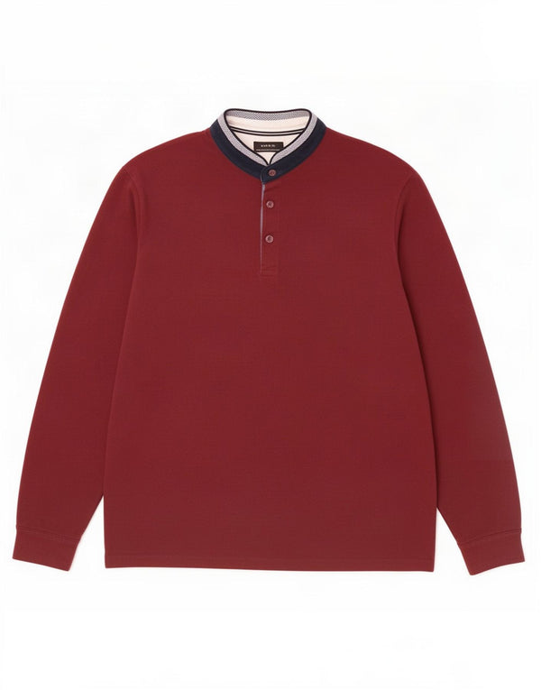 Camisa polo masculina de rugby de manga comprida Zara grande Borgonha