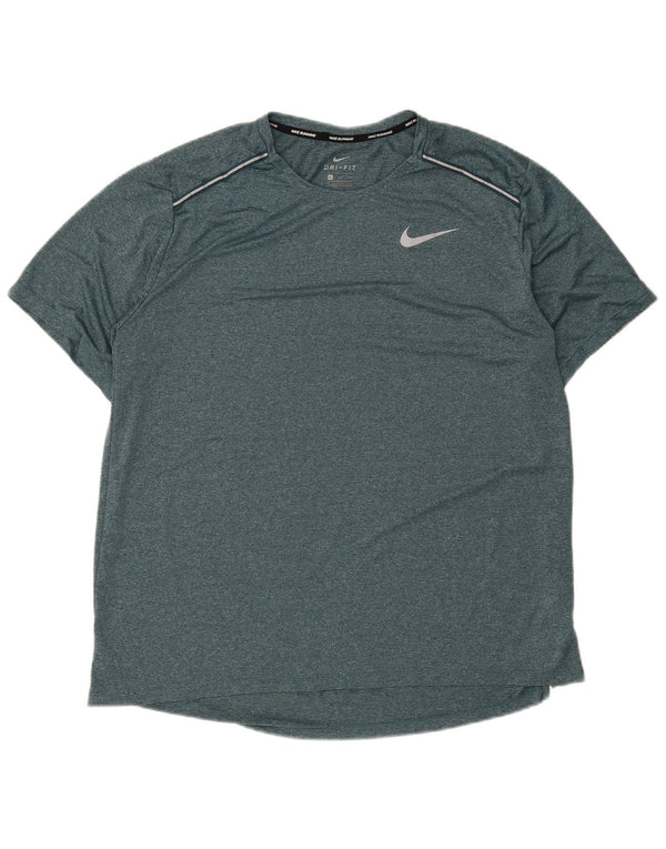 Camiseta Nike masculina de corrida Top XL verde manchada de poliéster esportiva