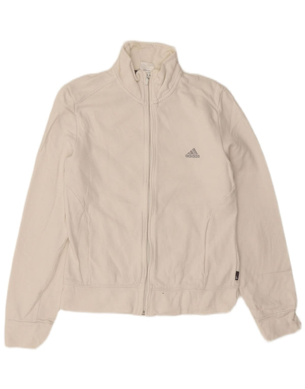 Adidas Womens Tracksuit Top Jacket UK 12 Médio Algodão Branco