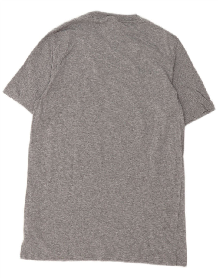 Camiseta masculina ADIDAS com estampa gráfica cinza médio algodão manchado