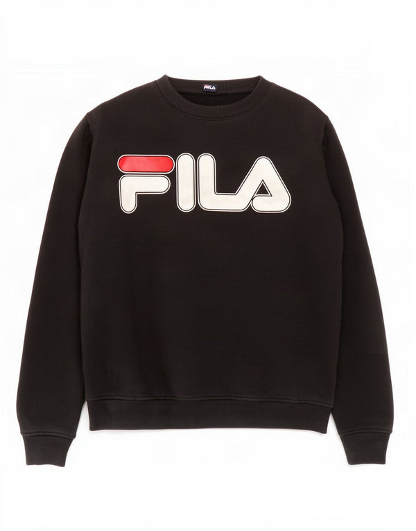 Fila Mens Graphic Moletom Jumper Médio Preto Poliéster