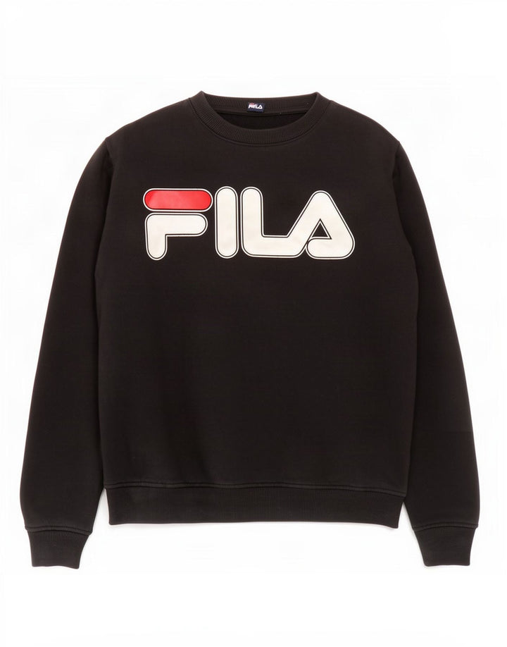 Fila Mens Graphic Moletom Jumper Médio Preto Poliéster