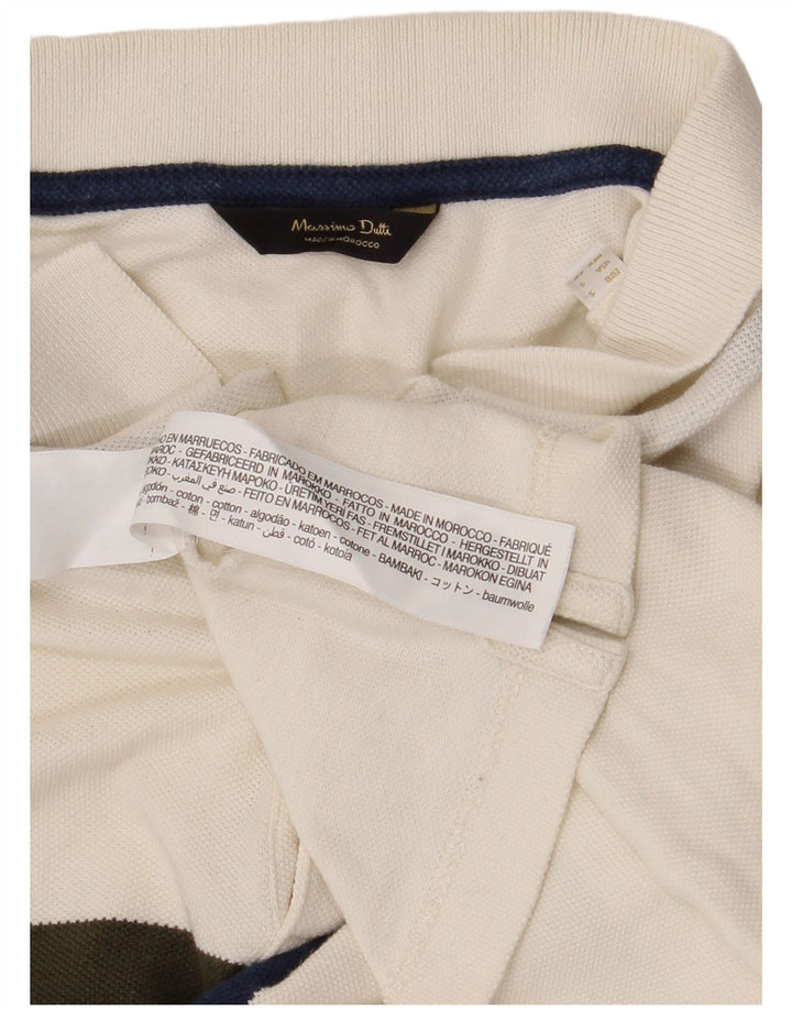 Camisa polo masculina Massimo Dutti pequena off white algodão colorblock