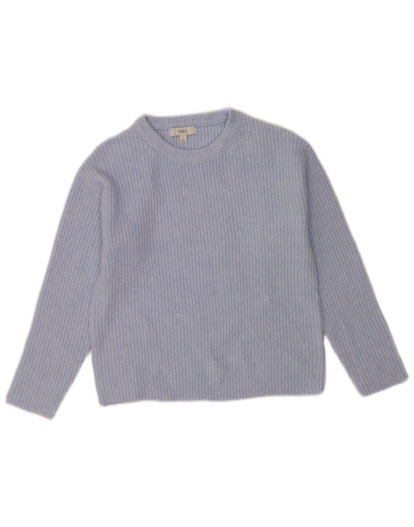 Suéter feminino Marks & Spencer com gola canoa e poliéster azul pequeno Reino Unido 10
