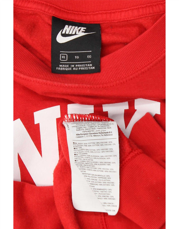 Nike feminino gráfico oversized moletom jumper UK 18 XL algodão vermelho
