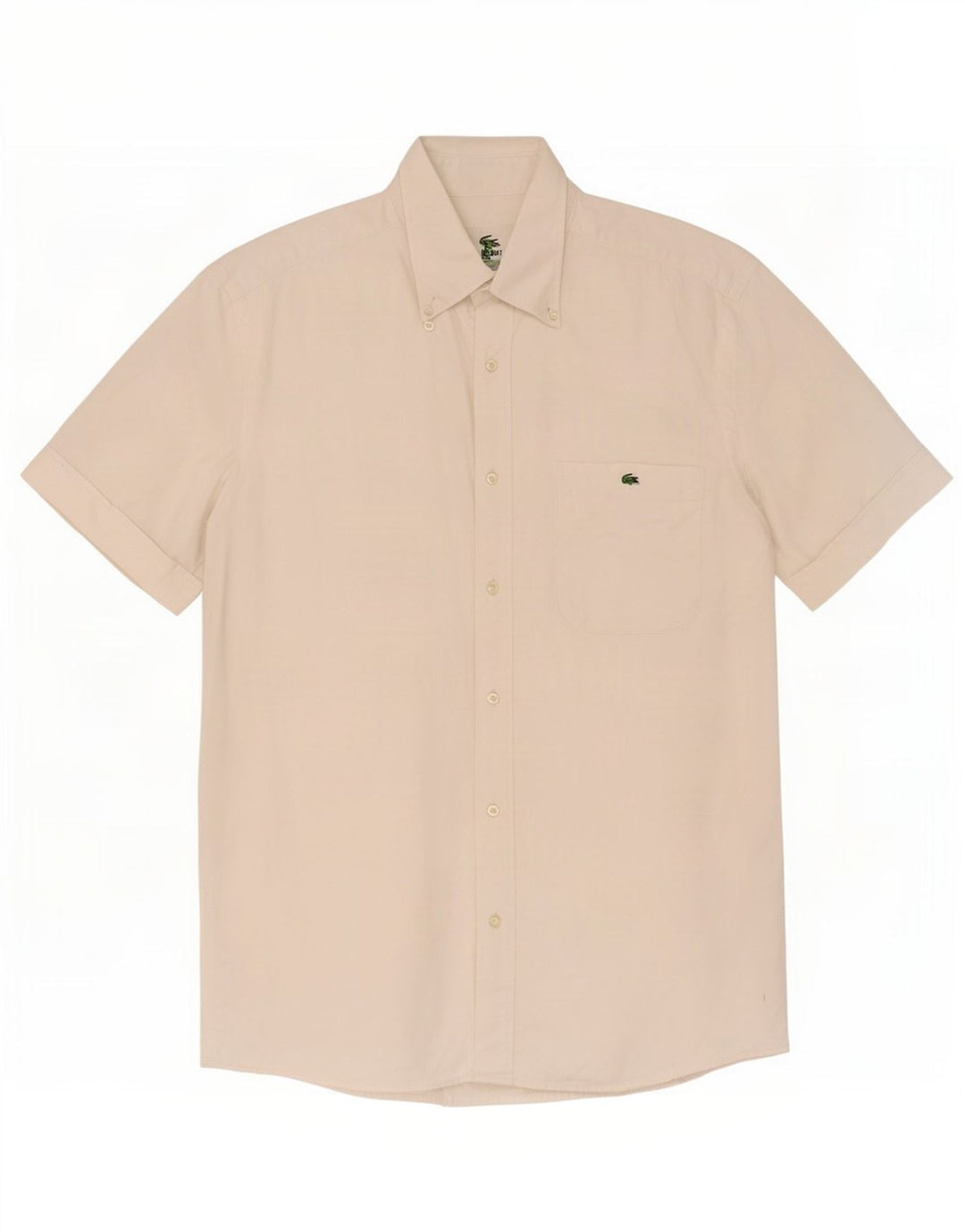 Lacoste Camisa masculina de manga curta tamanho 39 médio algodão branco