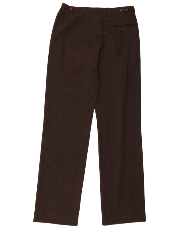 Calça feminina de terno reto Richmond UK 12 médio W30 L32 lã marrom
