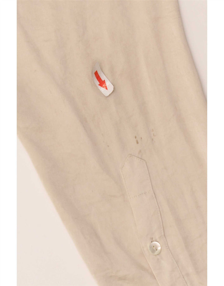 Camisa feminina Jigsaw UK 12 poliéster bege médio
