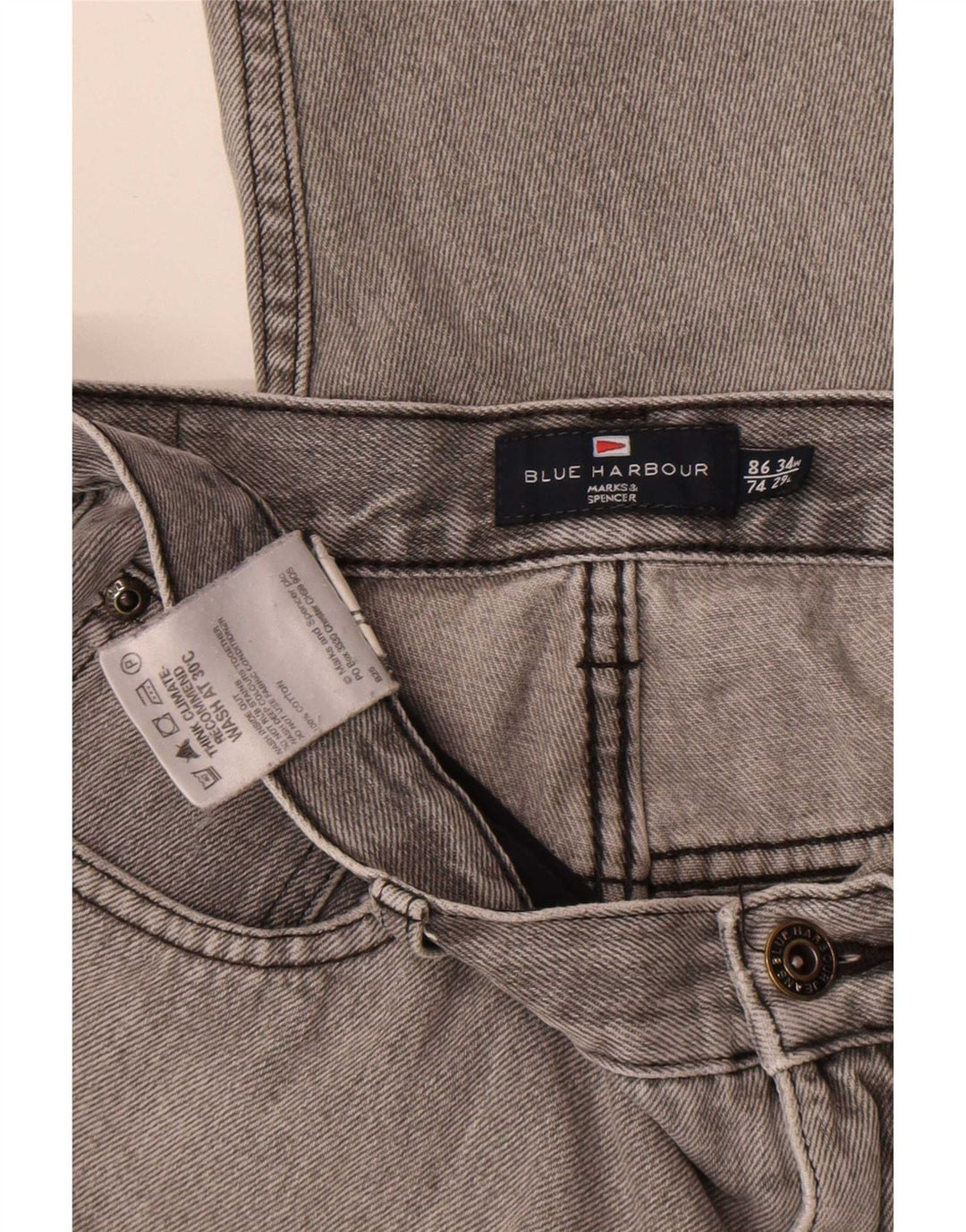 Jeans Marks & Spencer masculino Blue Harbour Capri W34 L23 algodão cinza