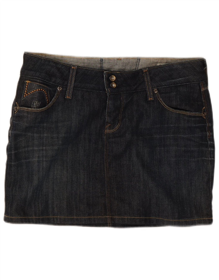 Mini saia jeans feminina Lee pequena W30 algodão azul marinho