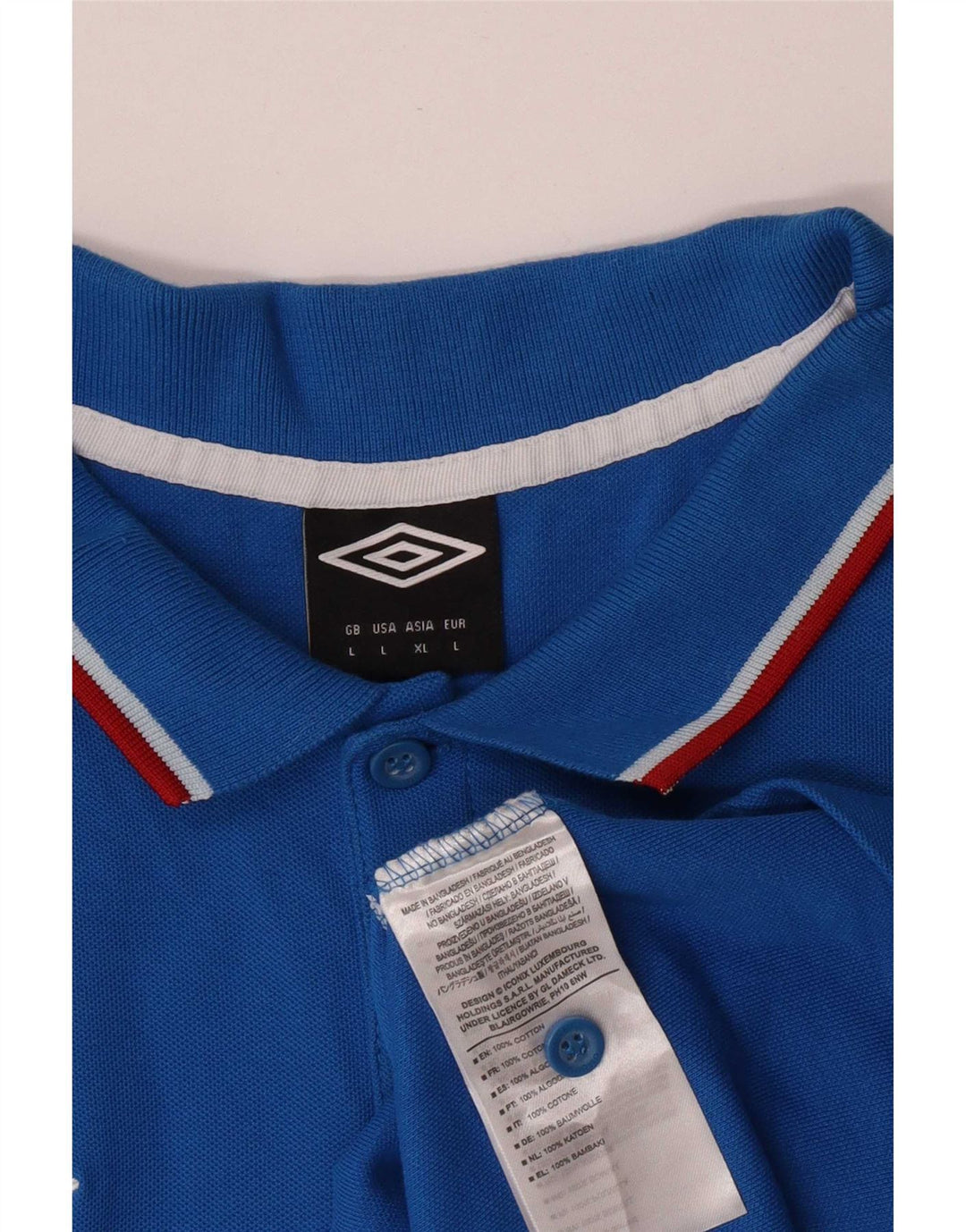 Camisa polo masculina de manga curta Umbro grande algodão azul