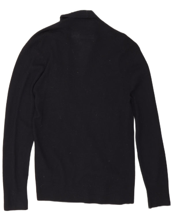 Suéter cardigã aberto feminino All Saints Reino Unido 16 grande lã merino azul marinho