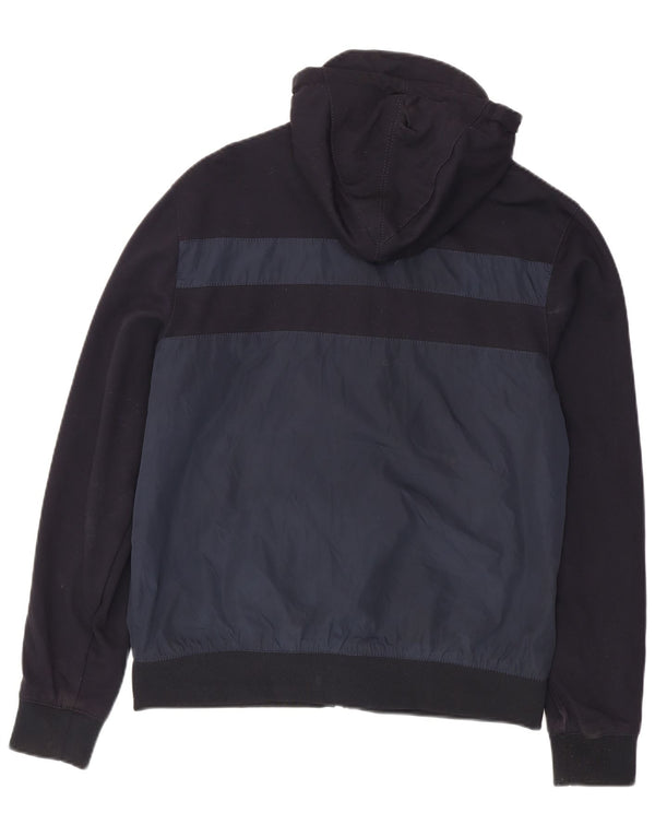 Zara Jaqueta bomber masculina com capuz Reino Unido 42 XL Azul marinho Colourblock Poliéster