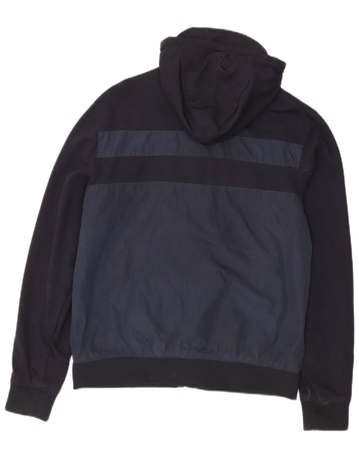Zara Jaqueta bomber masculina com capuz Reino Unido 42 XL Azul marinho Colourblock Poliéster