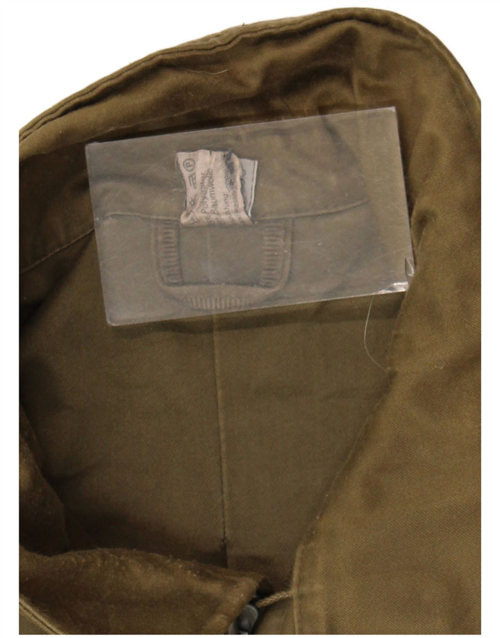 Jaqueta militar masculina vintage Reino Unido 40 poliéster cáqui grande