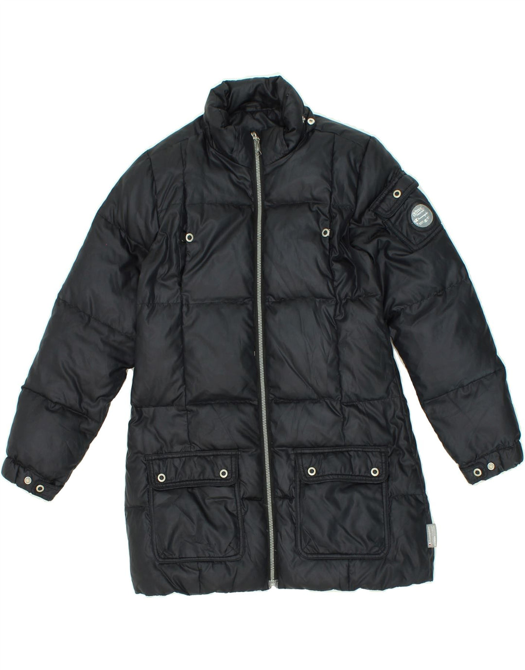 CHAMPION Girls Padded Coat 9-10 Years Medium Black Nylon Vintage Champion and Second-Hand Champion from Messina Hembry 