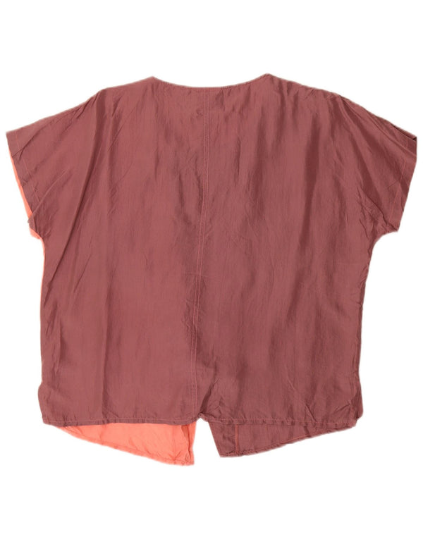 Blusa feminina Le Comte de manga curta UK 18 XL Borgonha Colourblock