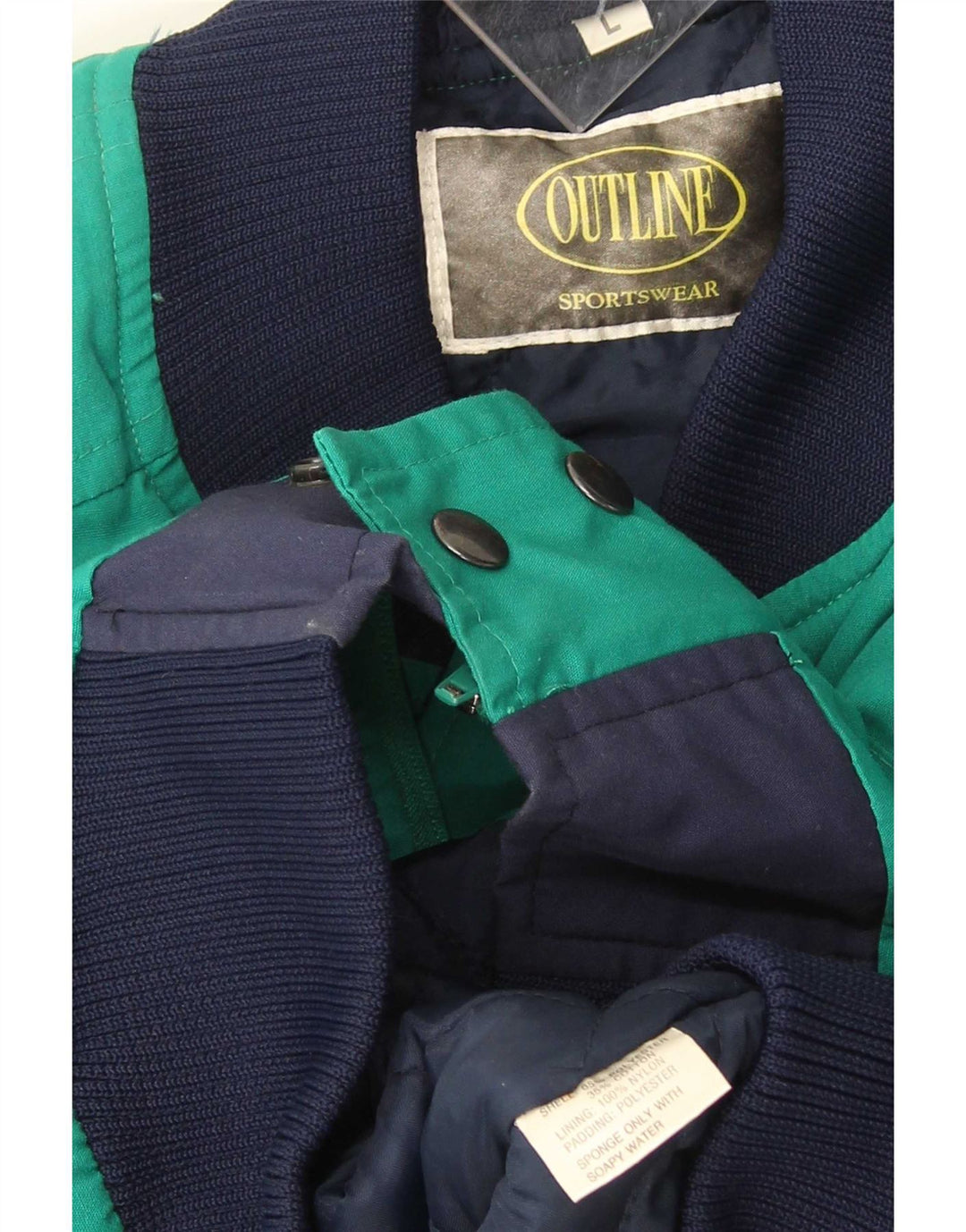 Os homens do vintage acolchoaram o grande poliéster verde de Colourblock do revestimento Reino Unido 40