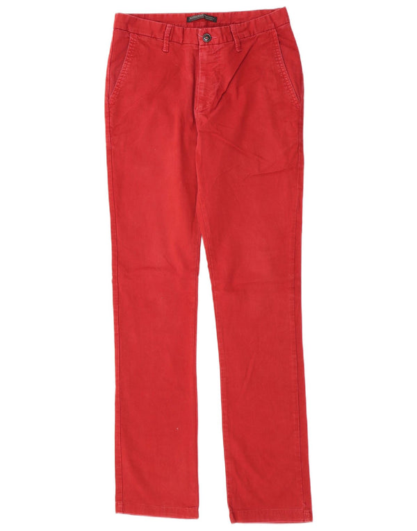 Zara Mens Slim Chino Calças EU 38 Pequeno W30 L32 Algodão Borgonha