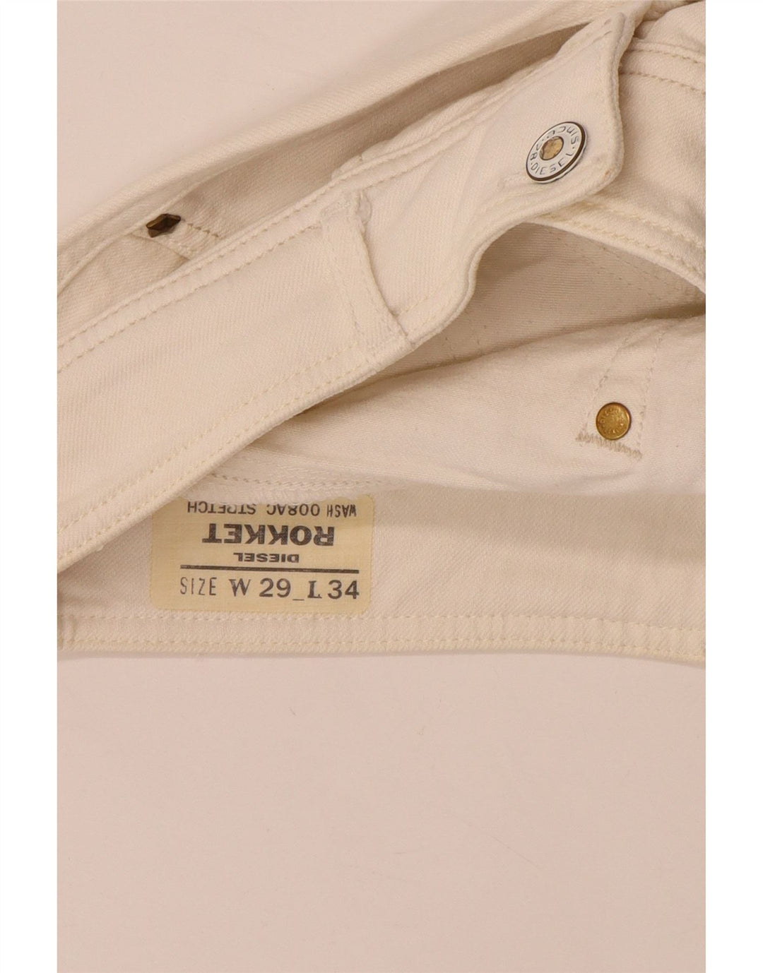 DIESEL feminino Rokket jeans reto W29 L34 algodão branco