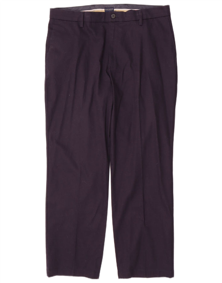 Calça Chino masculina DOCKERS reta clássica ajuste W36 L30 algodão azul marinho