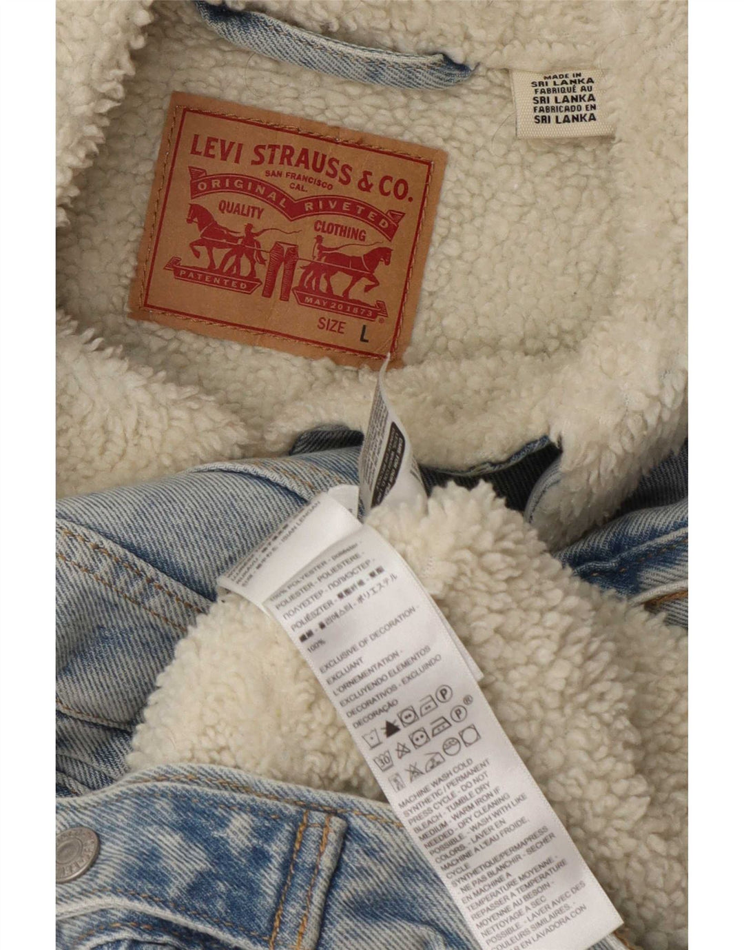 Jaqueta jeans feminina Levi's Sherpa Reino Unido 16 grande azul poliéster