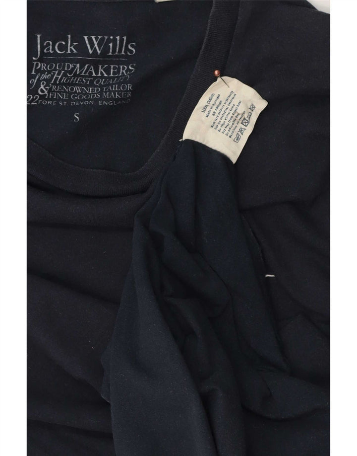Camiseta masculina Jack Wills top pequeno algodão azul marinho