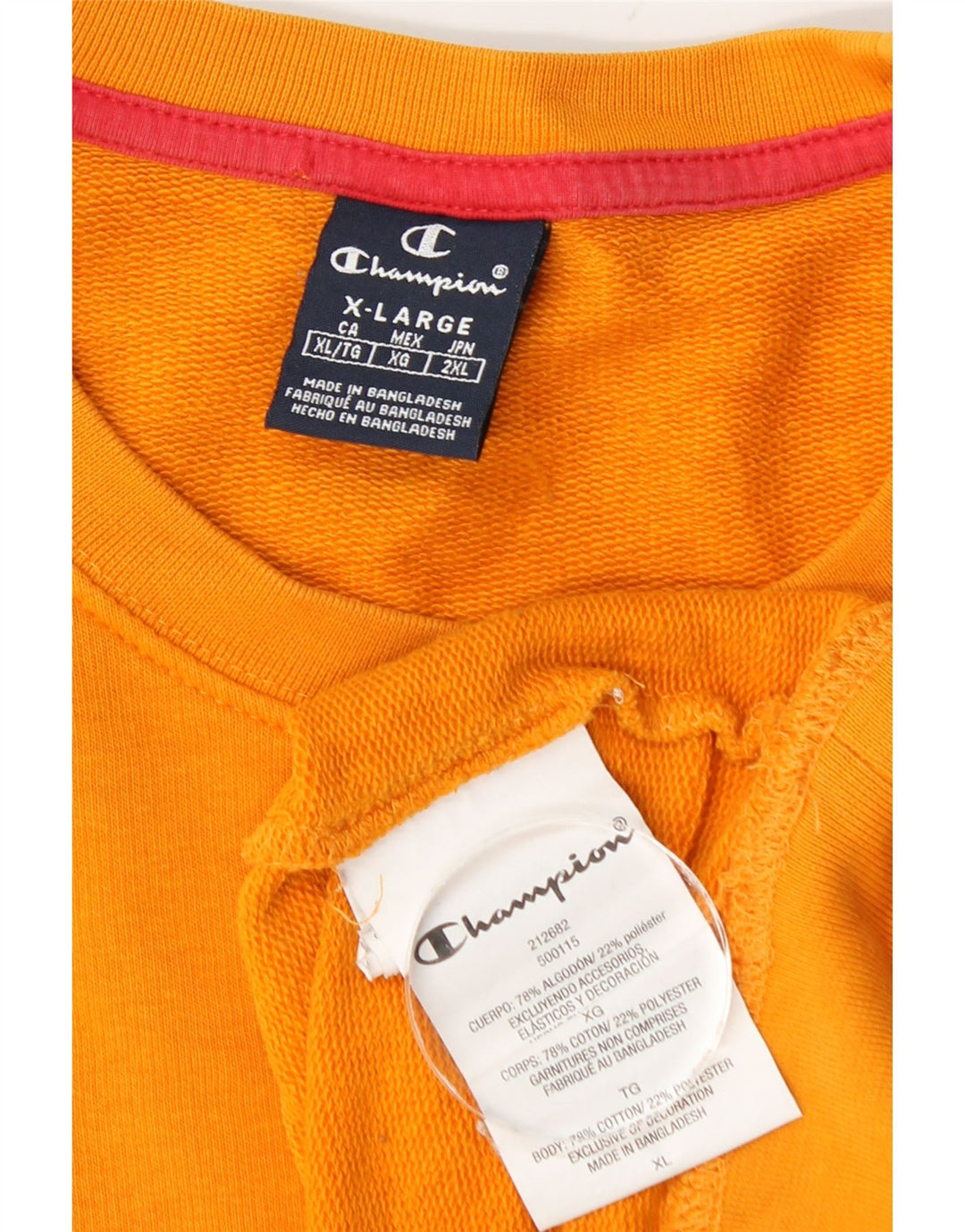 Champion masculino gráfico moletom jumper XL laranja algodão