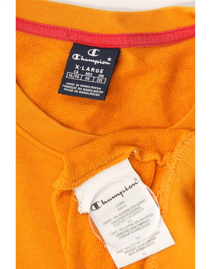Champion masculino gráfico moletom jumper XL laranja algodão
