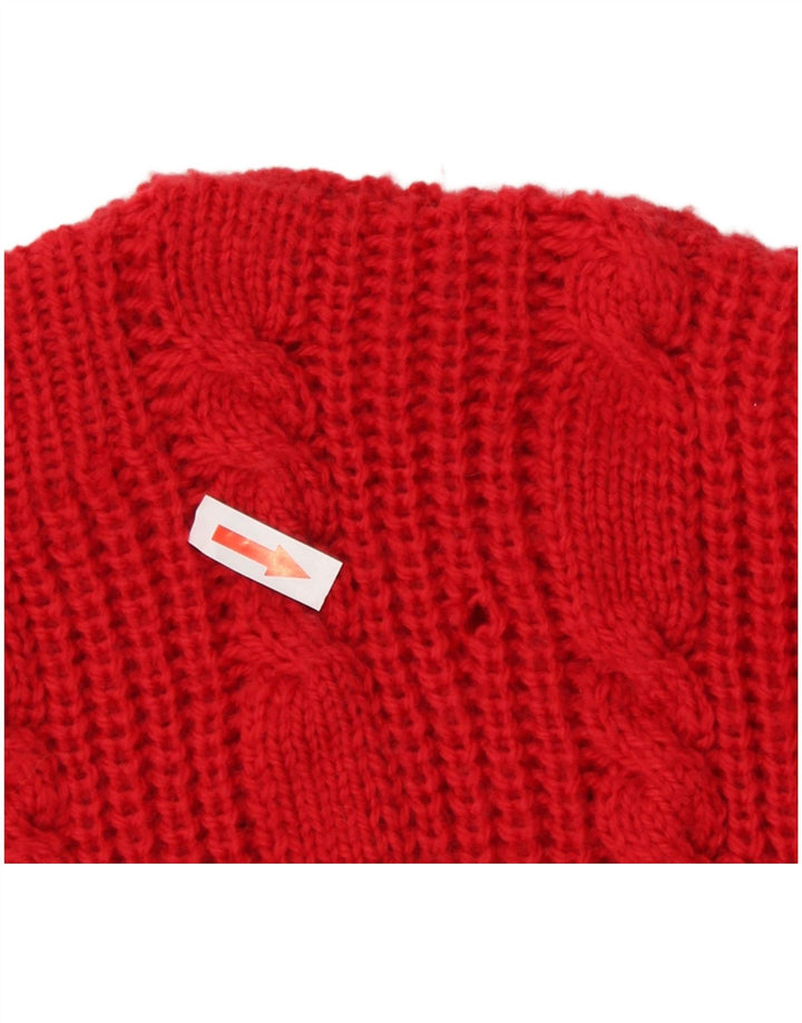Suéter feminino vintage com gola canoa UK 12 vermelho médio